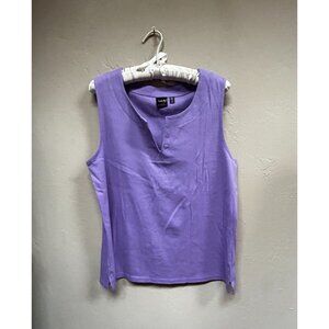 Rafaella Studio Women's Split V-Neck Knit Sleeveless Blouse Top XL Purple Casual